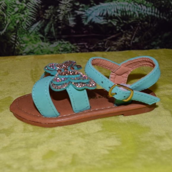 NIB ~ Sweet Turquoise Butterfly Sandal Toddler 3 - Picture 5 of 9